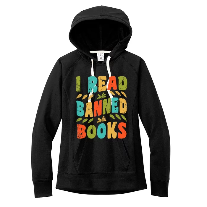 Funny Librarian Freedom Reader Grunge I Read Banned Books Women's Fleece Hoodie