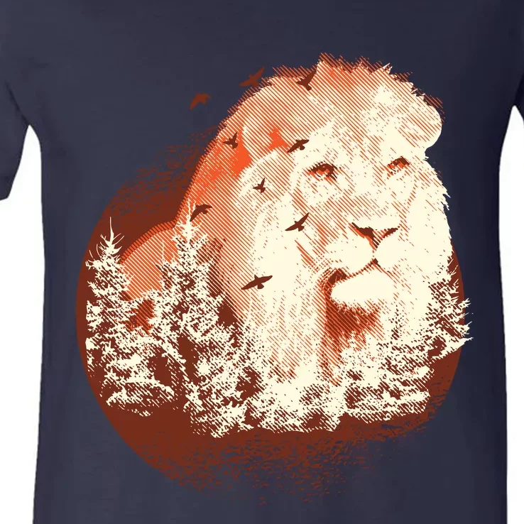 Forest Lion V-Neck T-Shirt