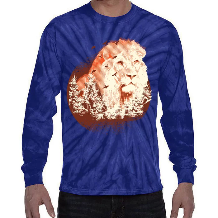 Forest Lion Tie-Dye Long Sleeve Shirt