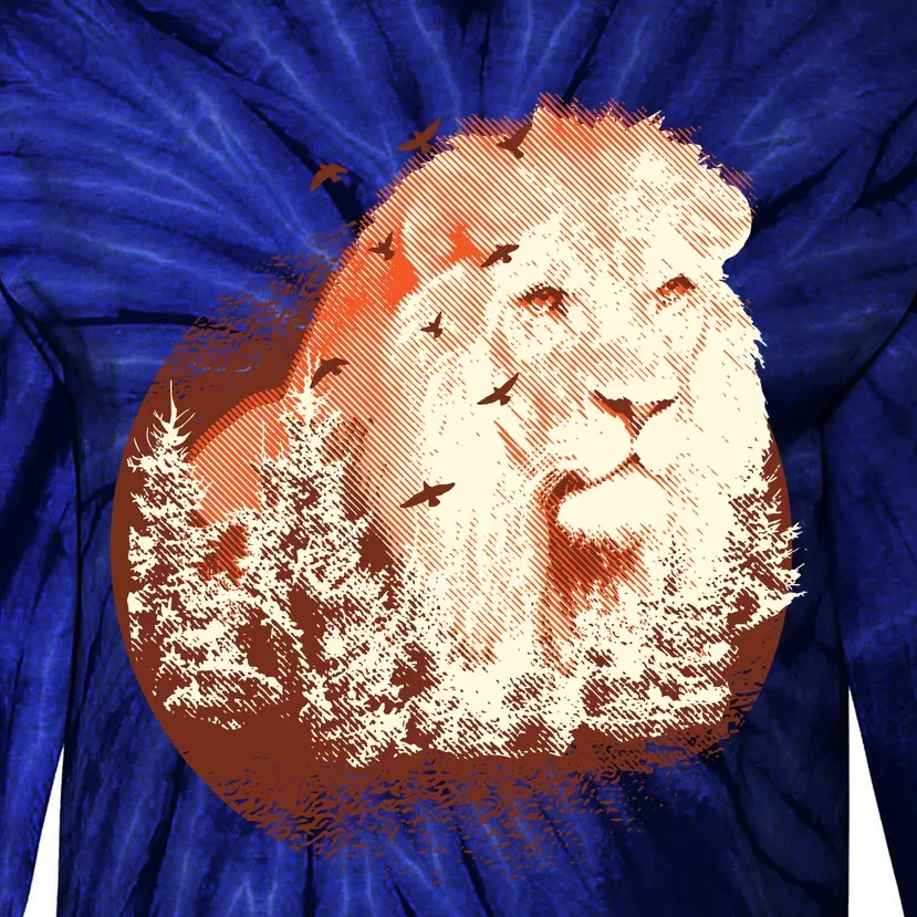 Forest Lion Tie-Dye Long Sleeve Shirt