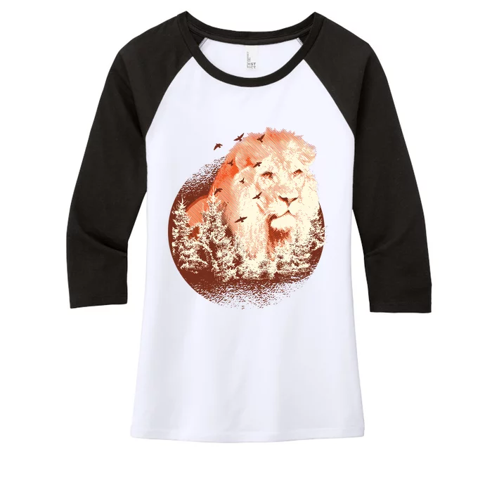 Forest Lion Women's Tri-Blend 3/4-Sleeve Raglan Shirt