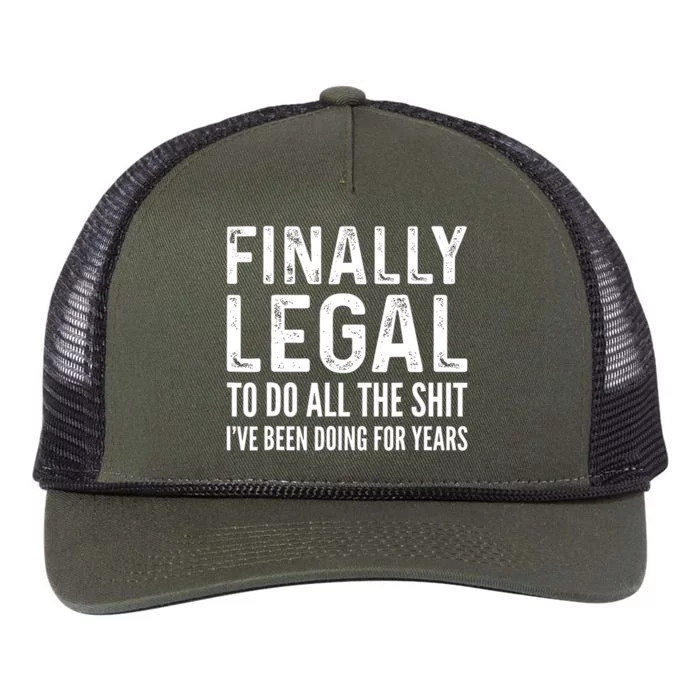 Finally Legal Funny 21st Birthday 2002 Gift For Men & Women Retro Rope Trucker Hat Cap