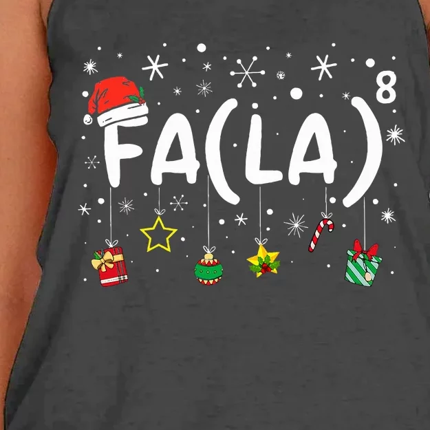 FA (LA)8 Funny Christmas Santa Fa La Math Teacher Women's Knotted Racerback Tank