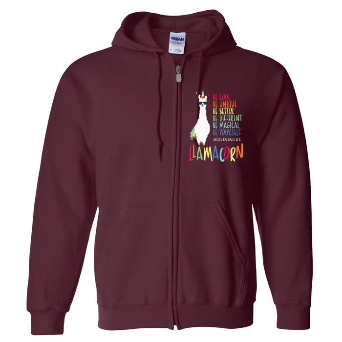 Funny Llamacorn Funny Cute Llama Unicorn Full Zip Hoodie