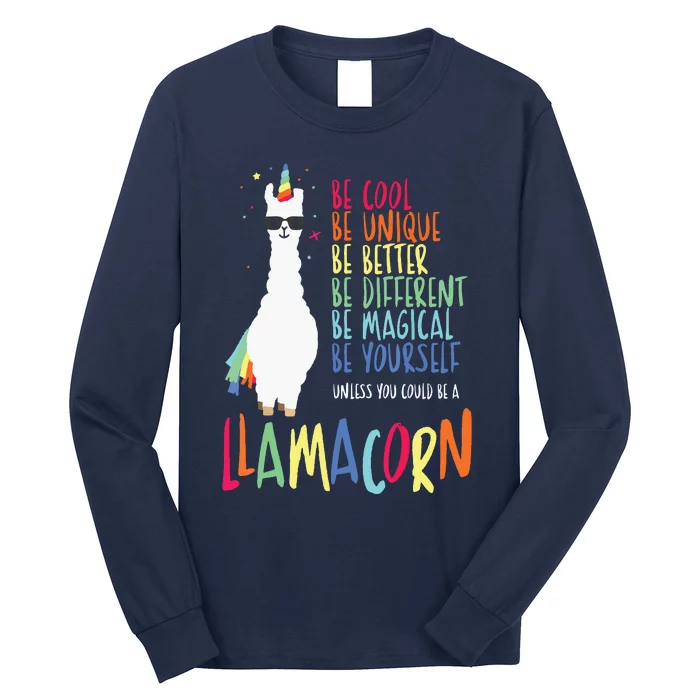 Funny Llamacorn Funny Cute Llama Unicorn Long Sleeve Shirt