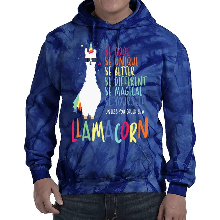 Funny Llamacorn Funny Cute Llama Unicorn Tie Dye Hoodie