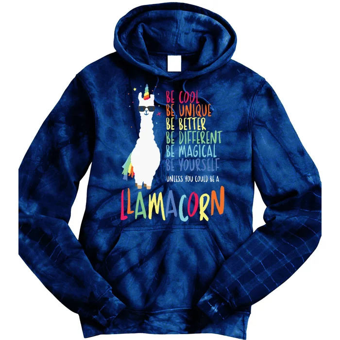 Funny Llamacorn Funny Cute Llama Unicorn Tie Dye Hoodie