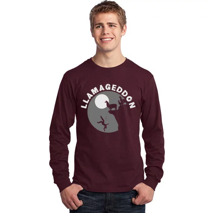 Funny Llamageddon For Llama Barnyard Lovers Tall Long Sleeve T-Shirt