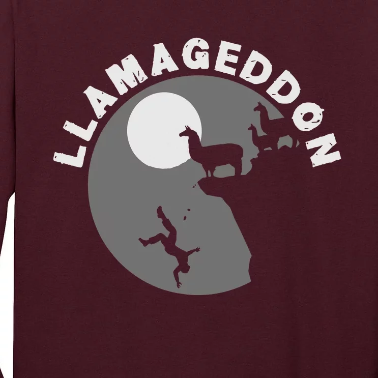 Funny Llamageddon For Llama Barnyard Lovers Tall Long Sleeve T-Shirt