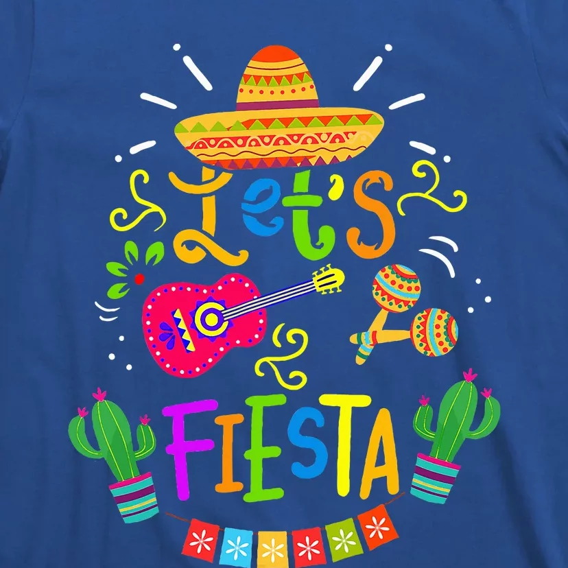 Funny Let's Fiesta Cinco De Mayo Mexican Guitar Cactus T-Shirt