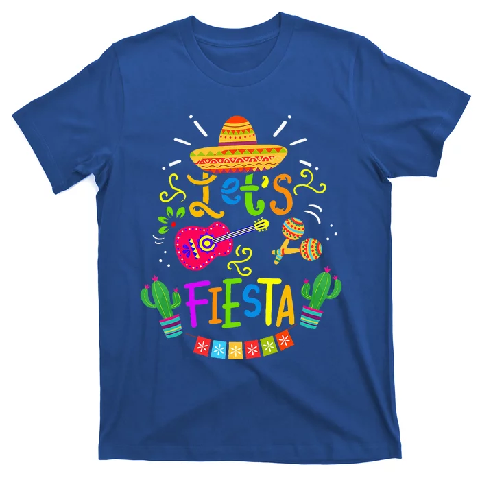 Funny Let's Fiesta Cinco De Mayo Mexican Guitar Cactus T-Shirt