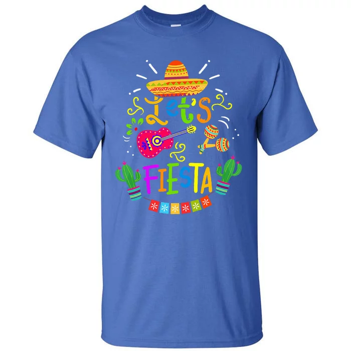 Funny Let's Fiesta Cinco De Mayo Mexican Guitar Cactus Tall T-Shirt