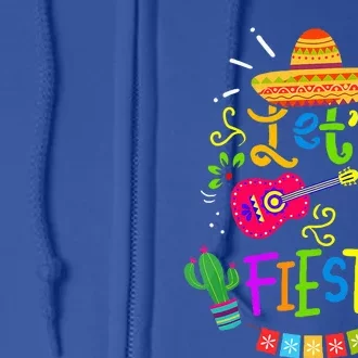 Funny Let's Fiesta Cinco De Mayo Mexican Guitar Cactus Full Zip Hoodie