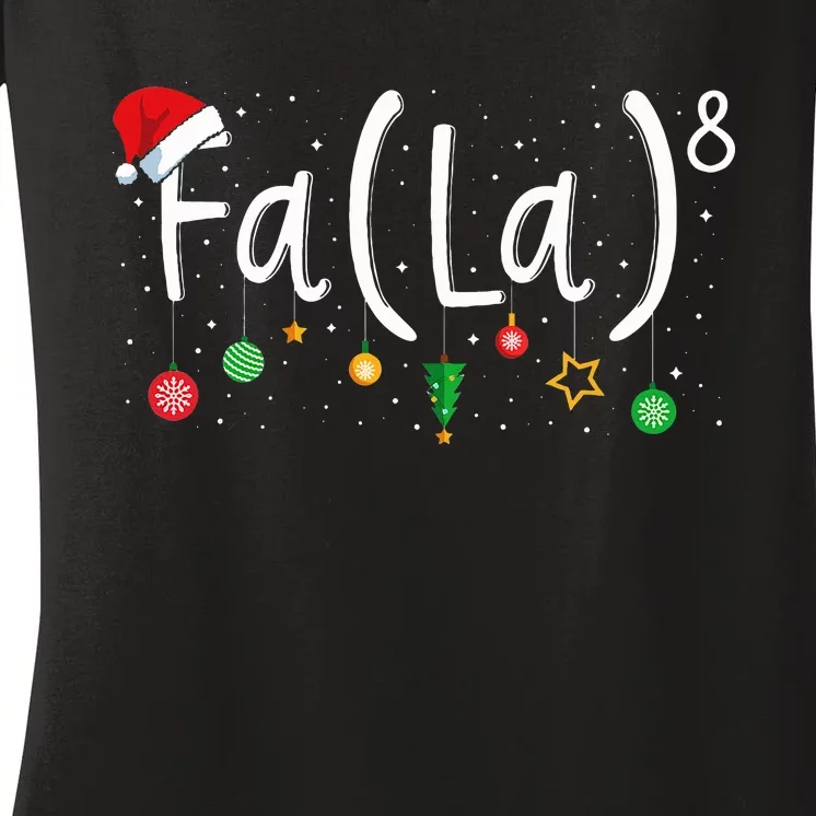 FA (LA)8 Funny Christmas Santa Fa La Math Teacher Women's V-Neck T-Shirt