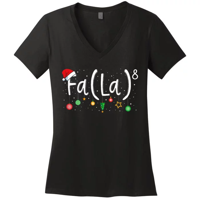 FA (LA)8 Funny Christmas Santa Fa La Math Teacher Women's V-Neck T-Shirt