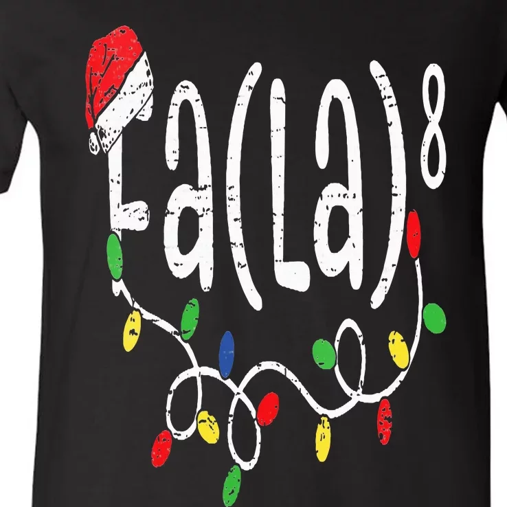 FA (LA)8 Funny Christmas Santa Fa La Math Teacher V-Neck T-Shirt