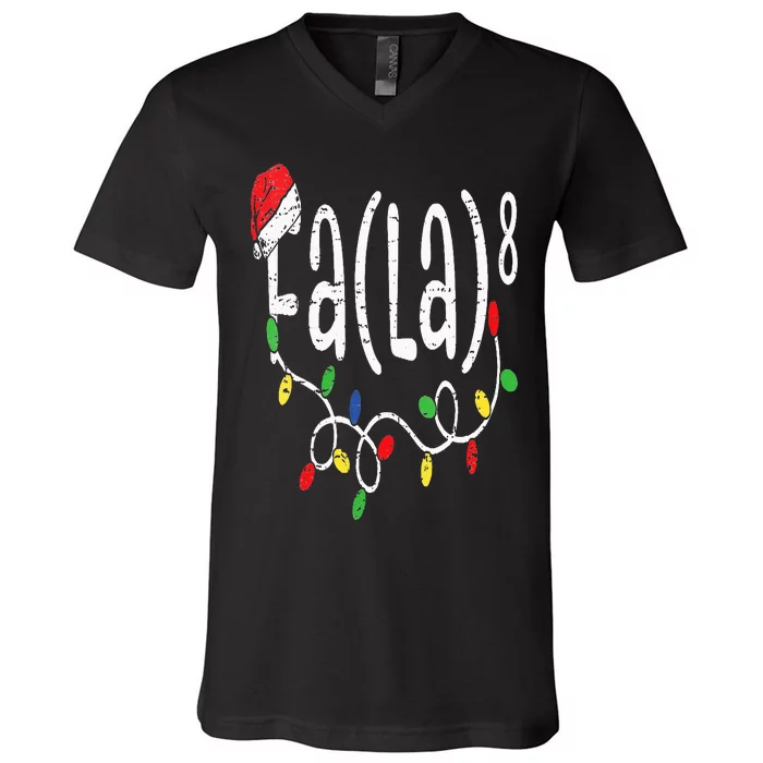 FA (LA)8 Funny Christmas Santa Fa La Math Teacher V-Neck T-Shirt