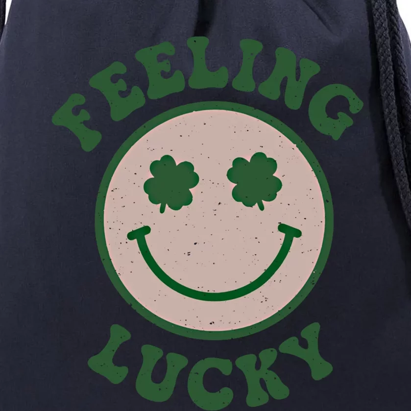 Feeling Lucky Funny St Patrick Day Shamrock Smile Face Meme Gift Drawstring Bag