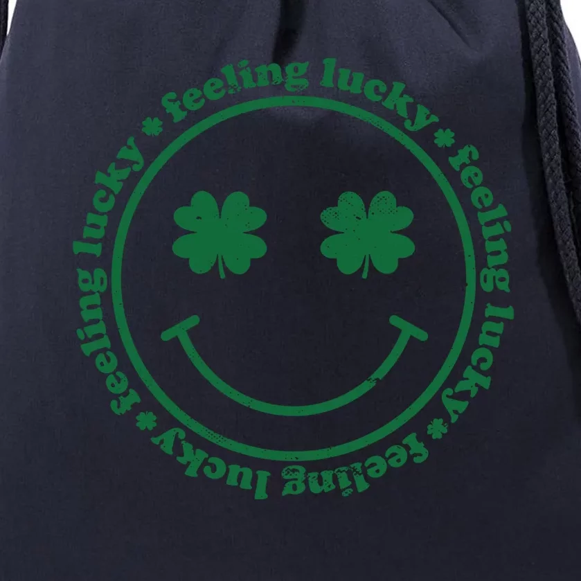 Feeling Lucky Funny St Patrick Day Gift Smile Face Meme Gift Drawstring Bag