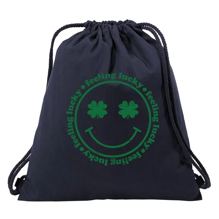 Feeling Lucky Funny St Patrick Day Gift Smile Face Meme Gift Drawstring Bag