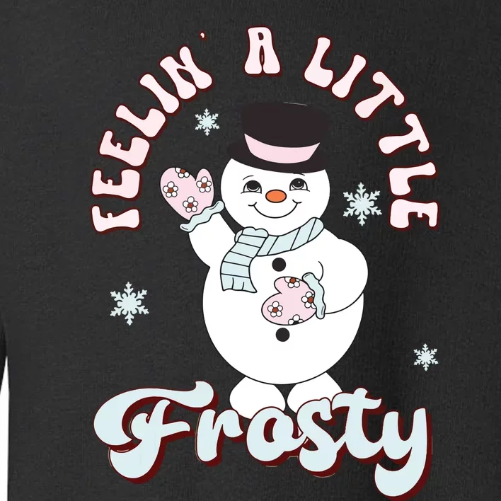 Feelin Little Frostys Snowman Groovy Retro Christmas Pajama Toddler Sweatshirt