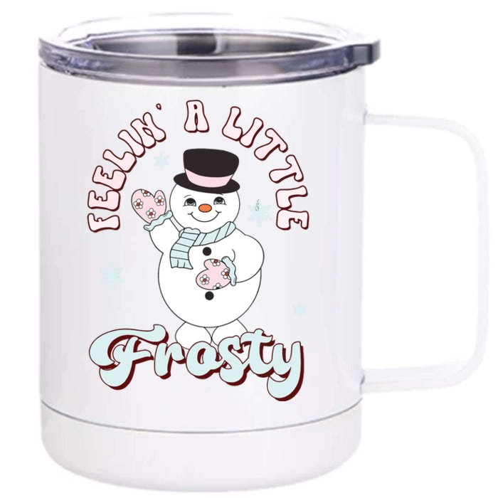 Feelin Little Frostys Snowman Groovy Retro Christmas Pajama Front & Back 12oz Stainless Steel Tumbler Cup