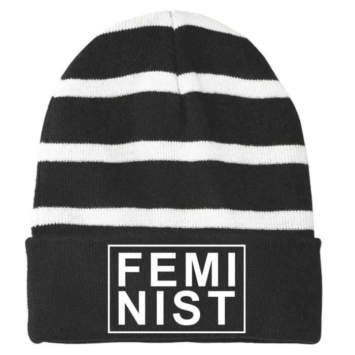 Feminist Logo Striped Beanie with Solid Band