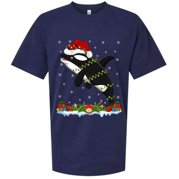 Fishing Lover Family Matching Santa Orca Fish Christmas Gift Sueded Cloud Jersey T-Shirt