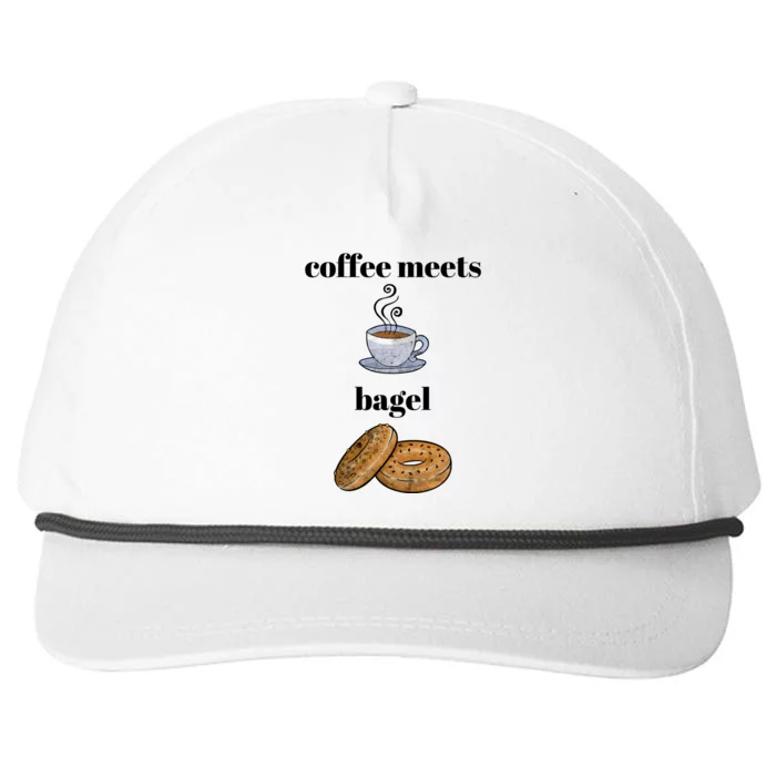 Food Lover Funny Coffee Meets Bagels Foodie Breakfast Design Gift Snapback Five-Panel Rope Hat