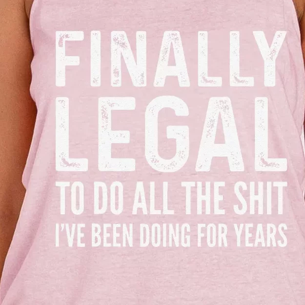 Finally Legal Funny 21st Birthday 2003 Gift Women's Knotted Racerback Tank