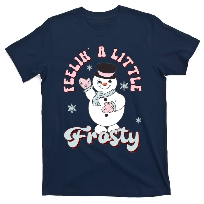 Feelin Little Frostys Snowman Groovy Retro Christmas Pajama T-Shirt