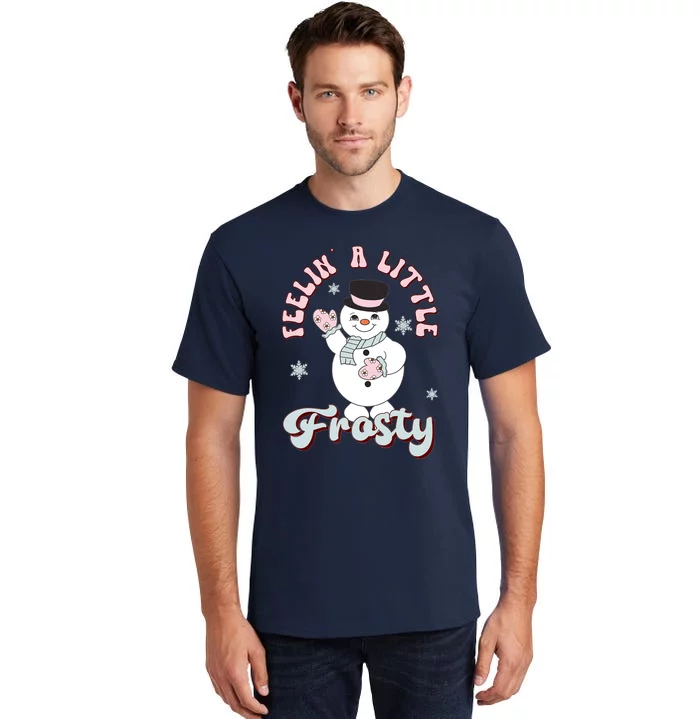 Feelin Little Frostys Snowman Groovy Retro Christmas Pajama Tall T-Shirt