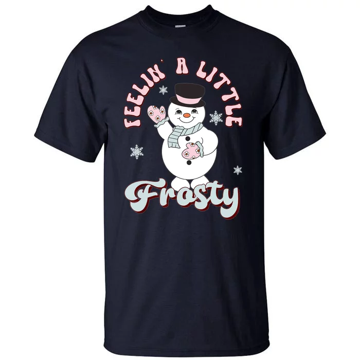 Feelin Little Frostys Snowman Groovy Retro Christmas Pajama Tall T-Shirt