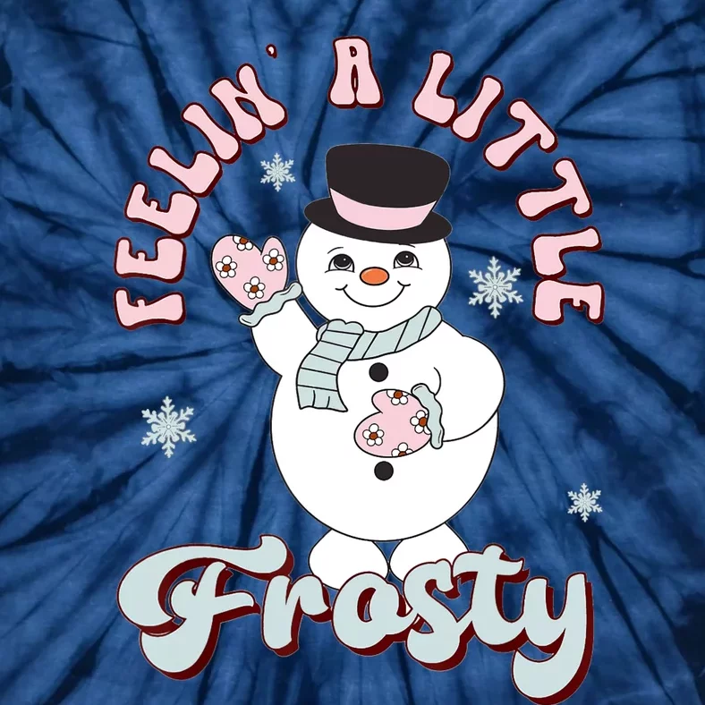 Feelin Little Frostys Snowman Groovy Retro Christmas Pajama Tie-Dye T-Shirt