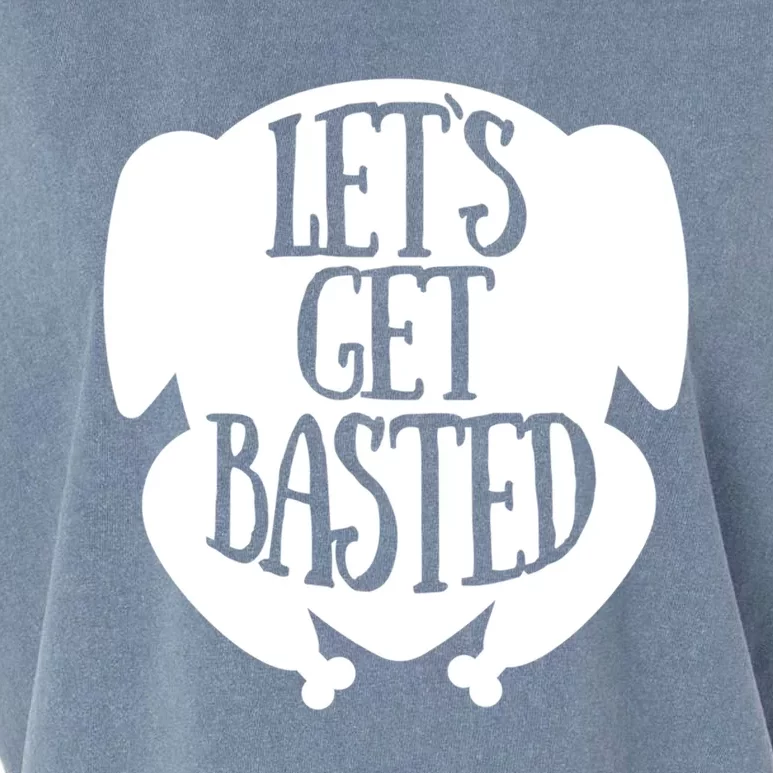 Funny Lets Get Basted Turkey Thanksgiving Day Gift Garment-Dyed Women's Muscle Tee