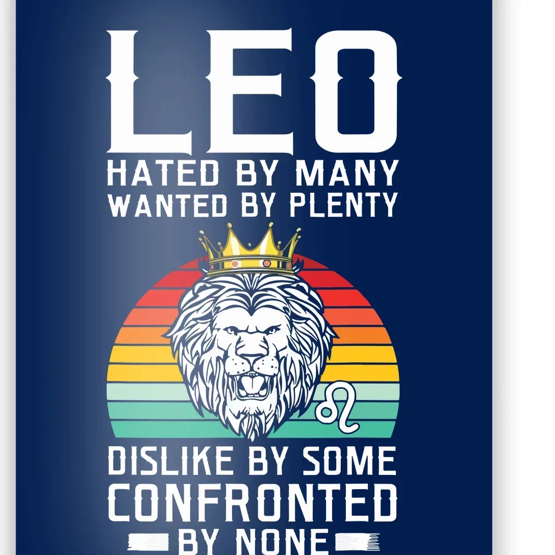 Funny Lion Graphic Art July August Birthday Leo Zodiac Sign Poster