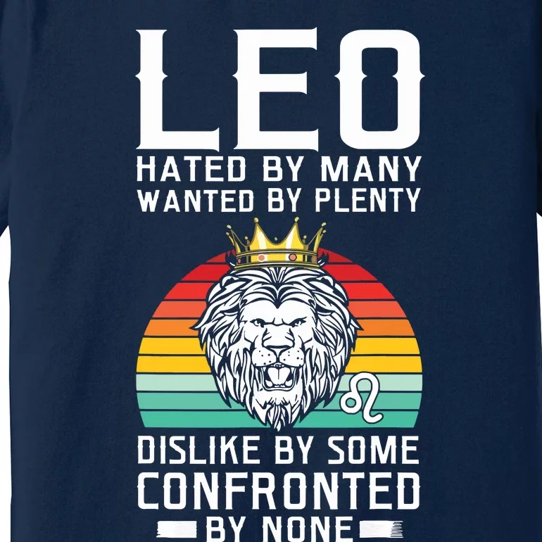 Funny Lion Graphic Art July August Birthday Leo Zodiac Sign Premium T-Shirt