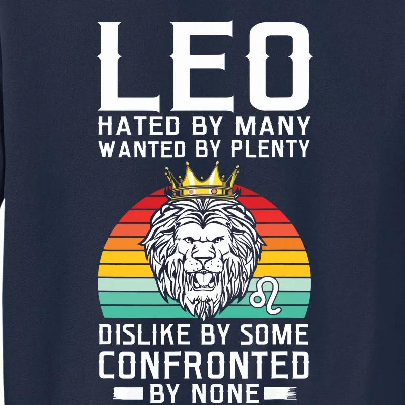 Funny Lion Graphic Art July August Birthday Leo Zodiac Sign Tall Sweatshirt