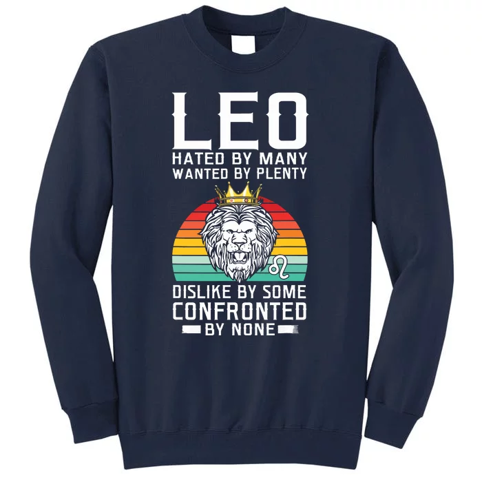 Funny Lion Graphic Art July August Birthday Leo Zodiac Sign Tall Sweatshirt