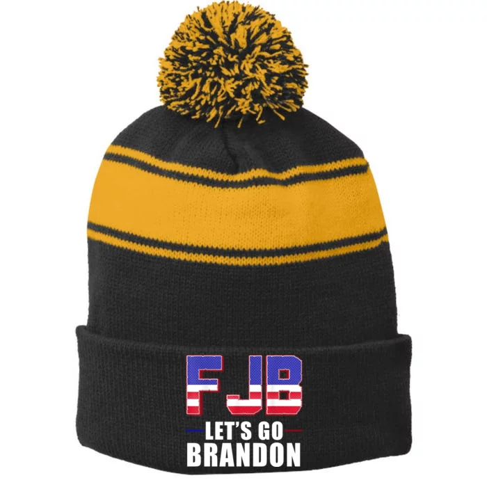 FJB Let's Go Brandon Stripe Pom Pom Beanie