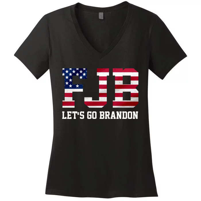 FJB Let's Go Brandon Biden Chant Funny Women's V-Neck T-Shirt