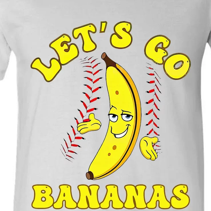 Funny Lets Go Bananas Cute Banana V-Neck T-Shirt