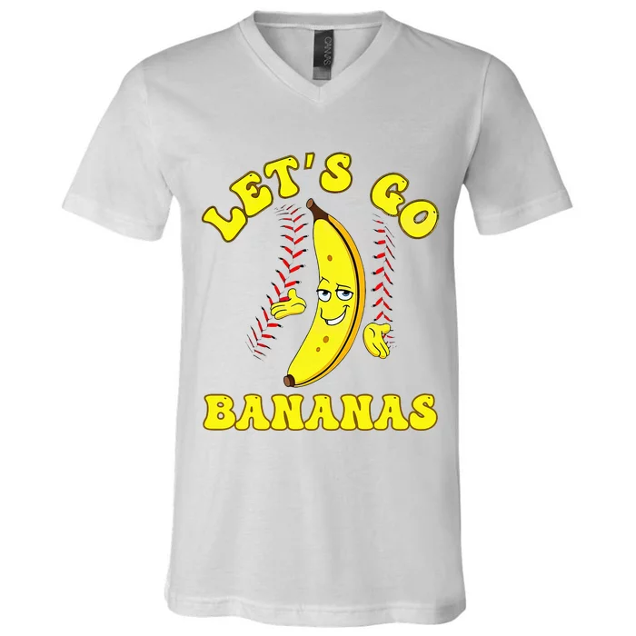 Funny Lets Go Bananas Cute Banana V-Neck T-Shirt