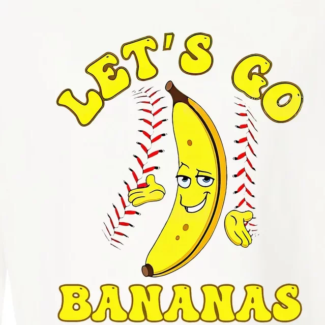 Funny Lets Go Bananas Cute Banana Cropped Pullover Crew