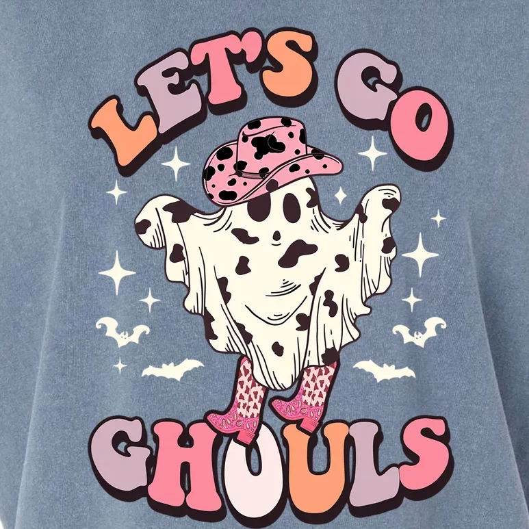 Funny Let’S Go Ghouls Halloween Retro Spooky Cow Great Gift Garment-Dyed Women's Muscle Tee