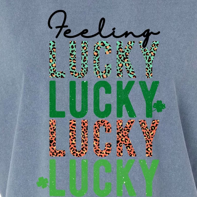 Feeling Lucky Green Clovers Trendy Prints Fun Holiday Funny Gift Garment-Dyed Women's Muscle Tee