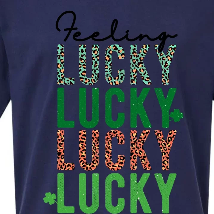 Feeling Lucky Green Clovers Trendy Prints Fun Holiday Funny Gift Sueded Cloud Jersey T-Shirt