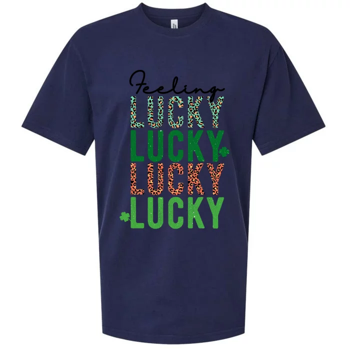 Feeling Lucky Green Clovers Trendy Prints Fun Holiday Funny Gift Sueded Cloud Jersey T-Shirt