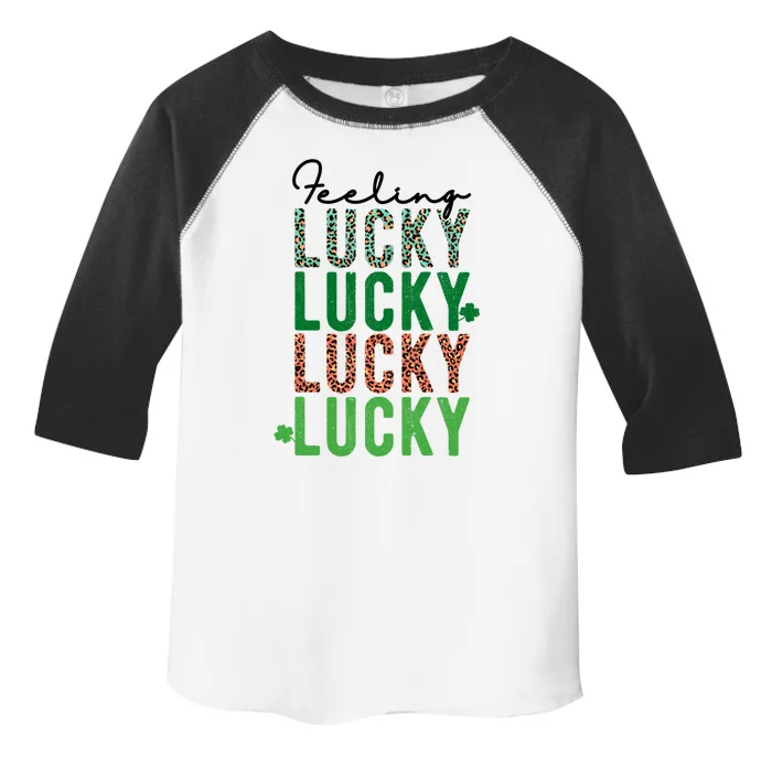 Feeling Lucky Green Clovers Trendy Prints Fun Holiday Funny Gift Toddler Fine Jersey T-Shirt