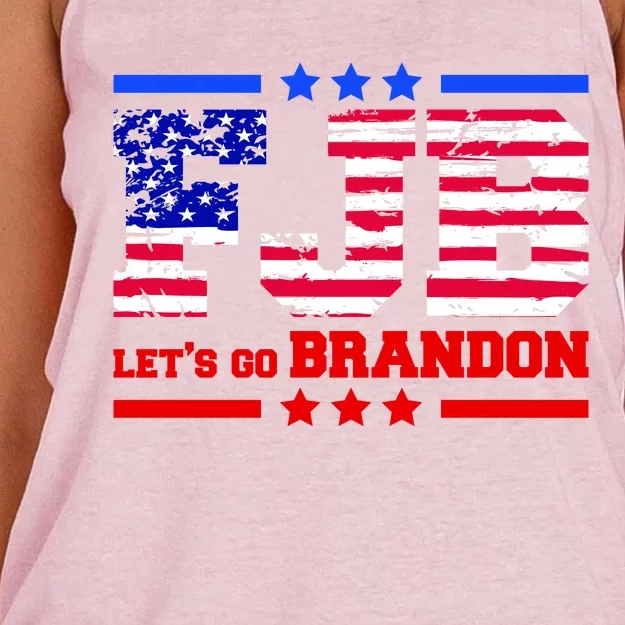 FBJ Lets Go Brandon USA Flag LGB United States Women's Knotted Racerback Tank